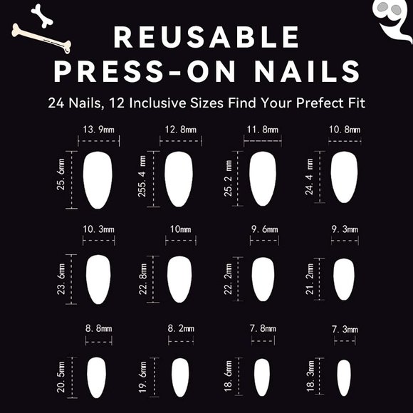 🎃 NEW Nightmare Before Christmas JACK Halloween Matte Almond Oval Medium Nails - Picture 4 of 5